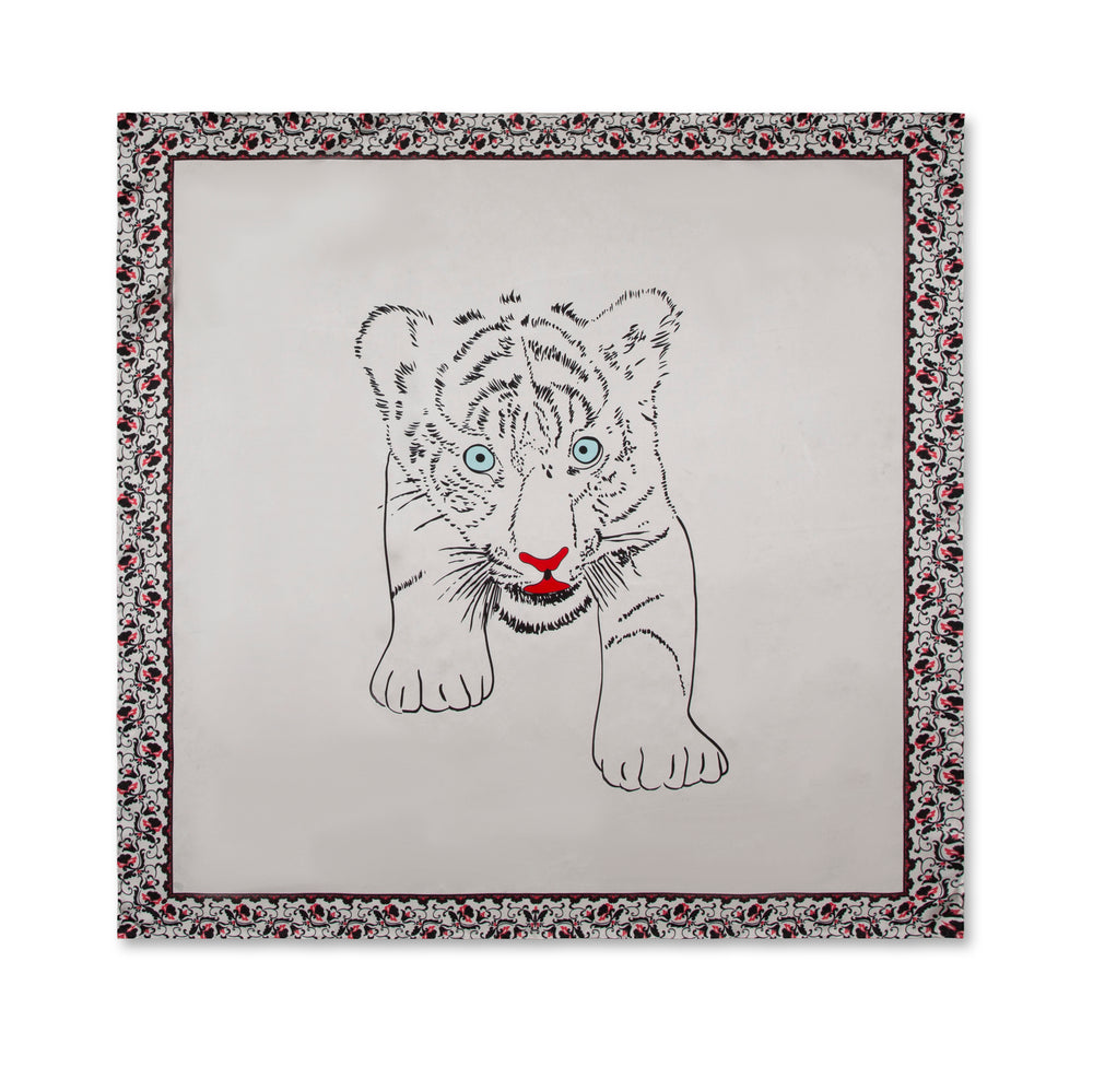 Charlotte Sparre Copenhagen Baby tiger 95x95 cm Scarf White