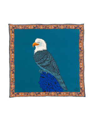 Charlotte Sparre Copenhagen Eagle 90x90 cm Scarf Petrol