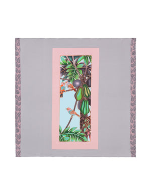 Charlotte Sparre Copenhagen Exotic bird 90x90 cm Scarf Grey/Rose
