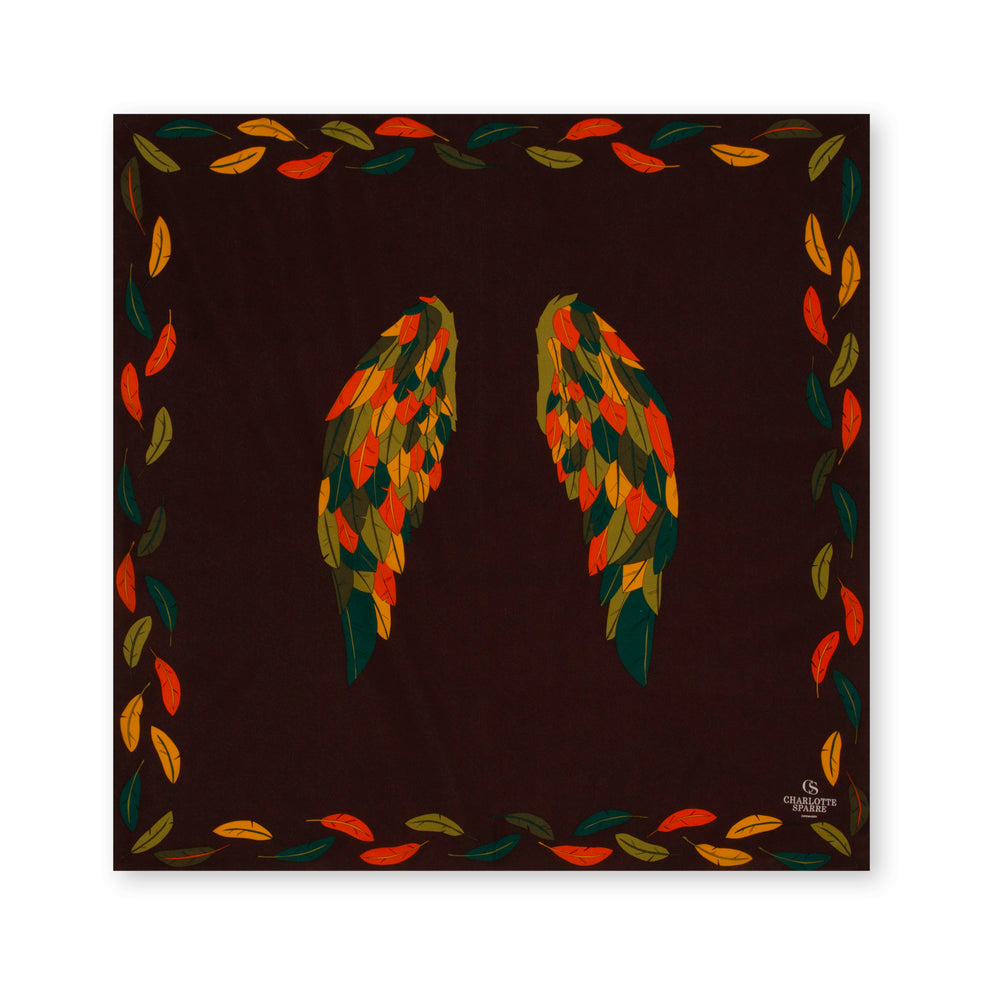 Charlotte Sparre Copenhagen Feather wings 90x90 cm Scarf Brown