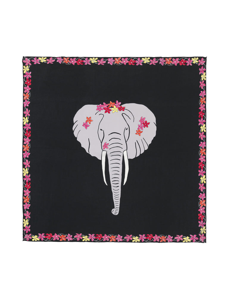 Charlotte Sparre Copenhagen Flower elephant 90x90 cm Scarf Black