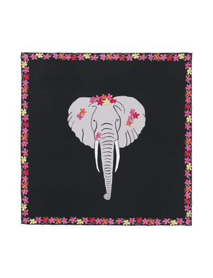 Charlotte Sparre Copenhagen Flower elephant 90x90 cm Scarf Black