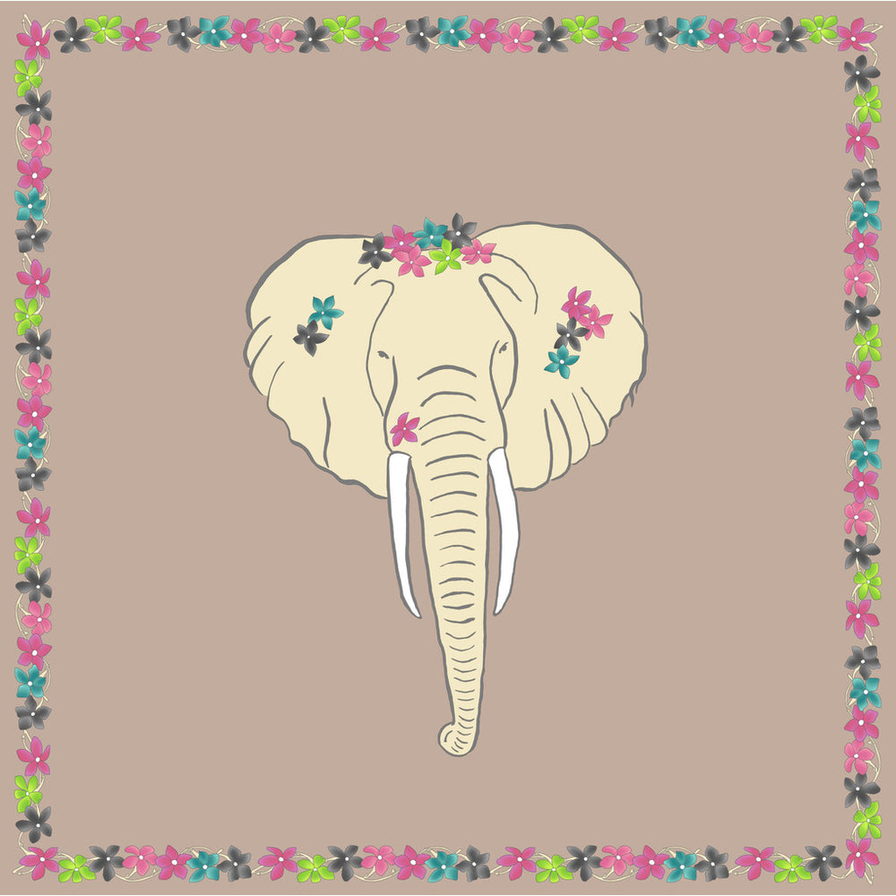 Charlotte Sparre Copenhagen Flower elephant 90x90 cm Scarf Nougat