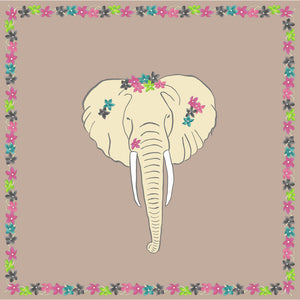 Charlotte Sparre Copenhagen Flower elephant 90x90 cm Scarf Nougat