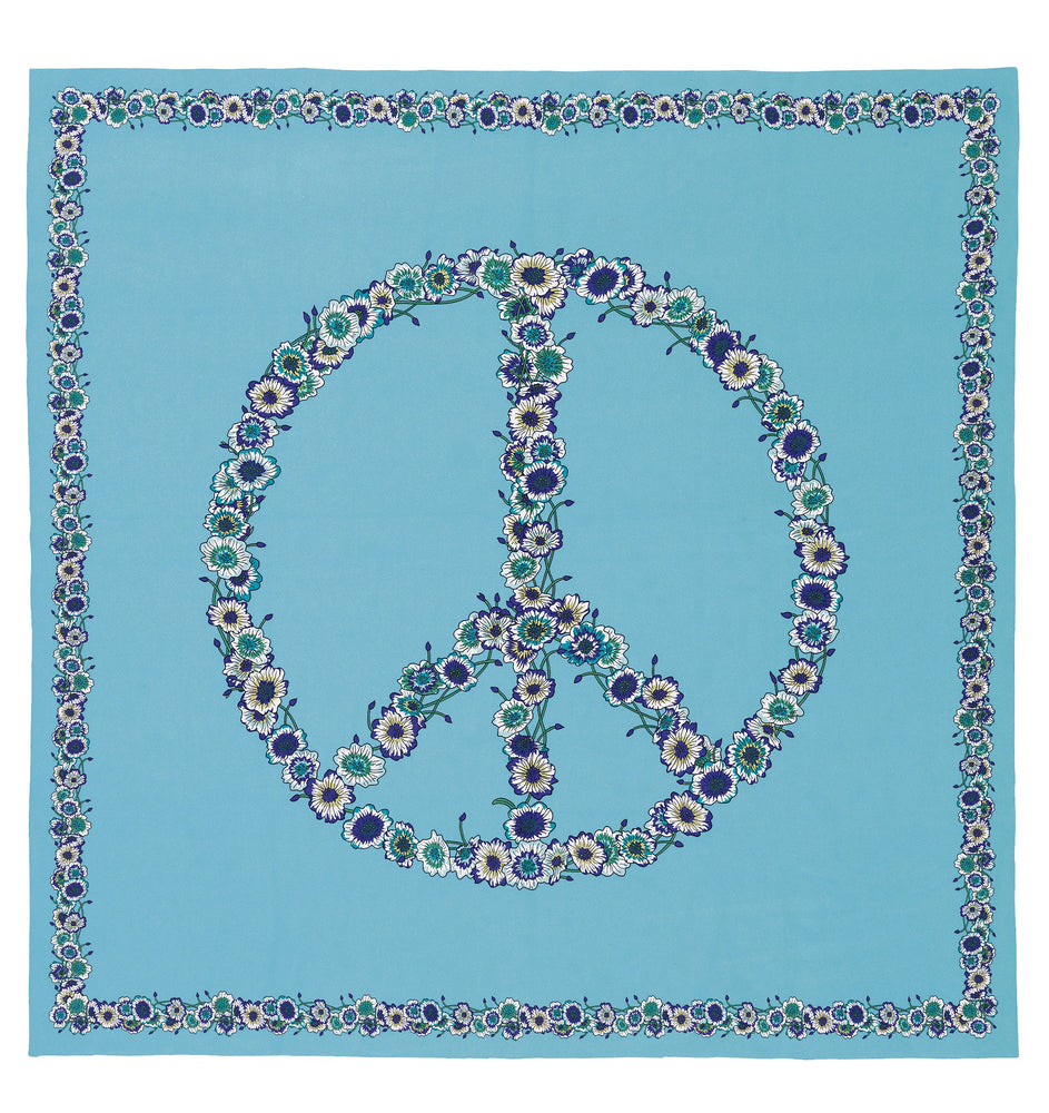 Charlotte Sparre Copenhagen Flower peace 90x90 cm Scarf Light blue