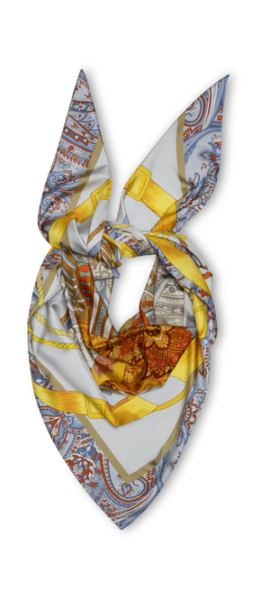 SS003 Paisley horse Blue/Yellow 90x90 cm