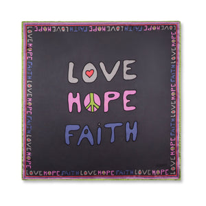 Charlotte Sparre Copenhagen Love, Hope, Faith 90x90 cm Scarf Grey