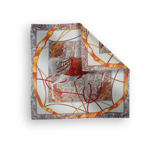 Charlotte Sparre Copenhagen Paisley horse 90x90 cm Scarf Blue/Orange