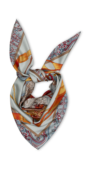 Charlotte Sparre Copenhagen Paisley horse 90x90 cm Scarf Blue/Orange