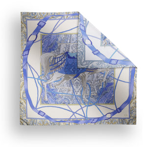 Charlotte Sparre Copenhagen Paisley horse 90x90 cm Scarf Blue/Taupe