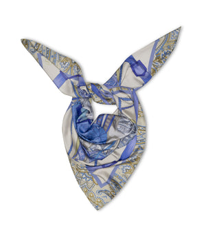 Charlotte Sparre Copenhagen Paisley horse 90x90 cm Scarf Blue/Taupe