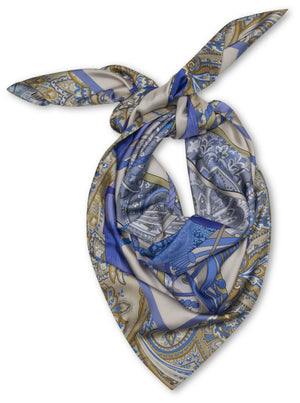 Charlotte Sparre Copenhagen Paisley horse 90x90 cm Scarf Blue/Taupe