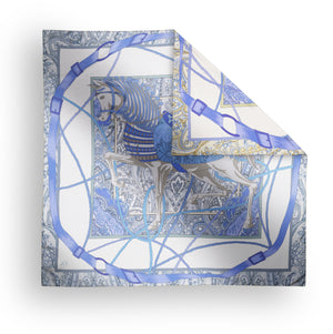 Charlotte Sparre Copenhagen Paisley horse 90x90 cm Scarf Blue/Taupe
