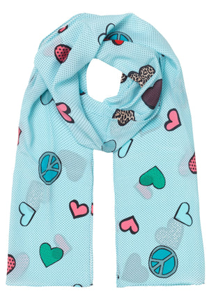 Charlotte Sparre Copenhagen Peace heart 35x165 cm Scarf Blue