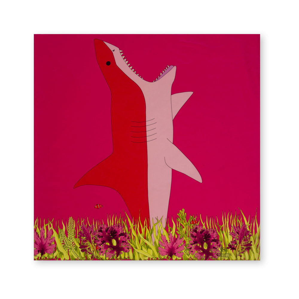 Charlotte Sparre Copenhagen Shark 90x90 cm Scarf Pink