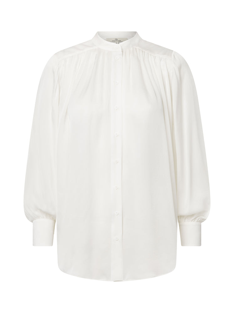 She blouse / 3418 ggt Satin solid - White