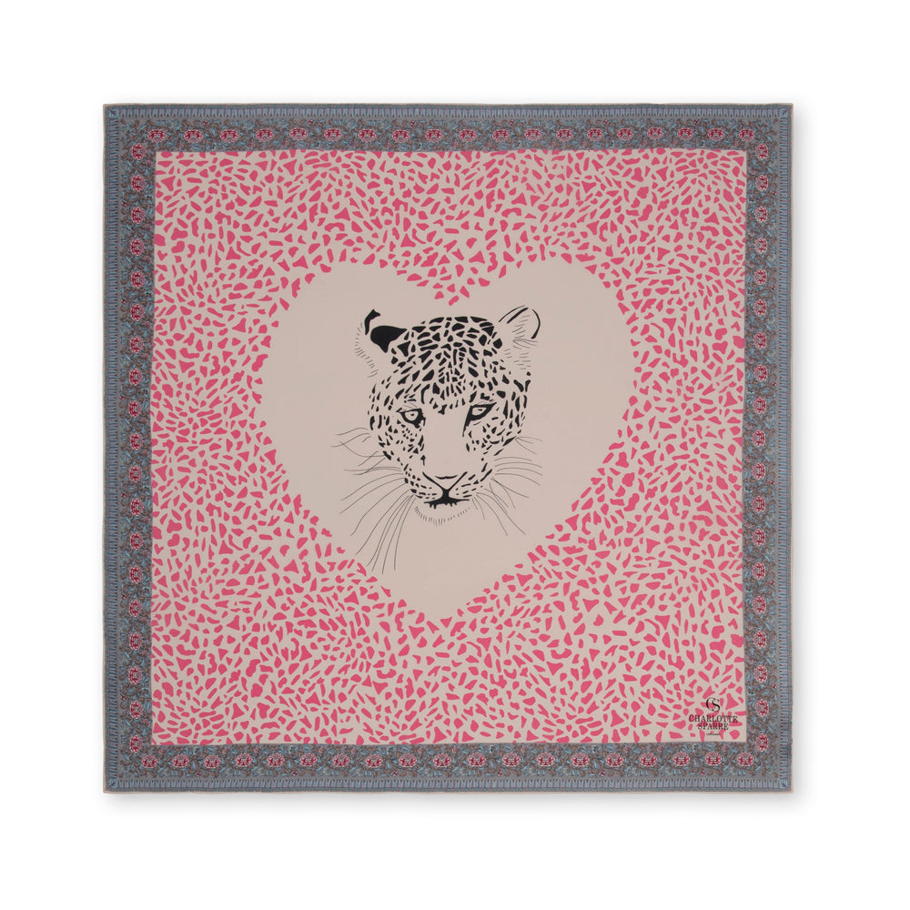 Charlotte Sparre Copenhagen Snow leopard 90x90 cm Scarf Rose