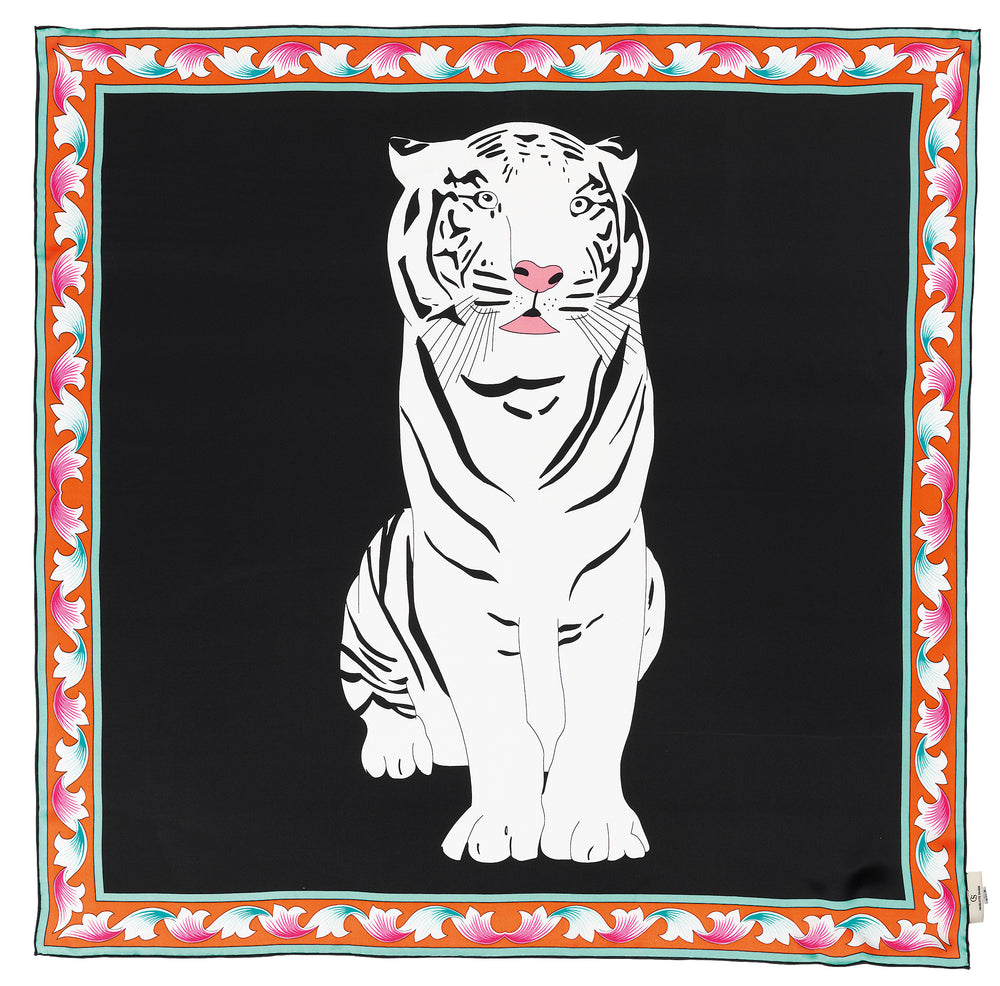 Charlotte Sparre Copenhagen Tiger 90x90 cm Scarf White