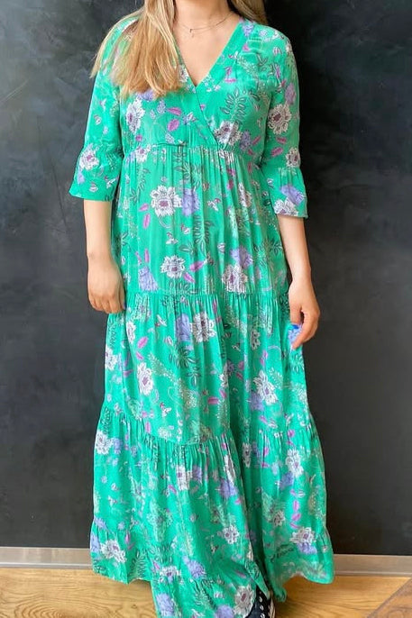V-lane dress Floral fun / 2981 Floral fun vis - Green