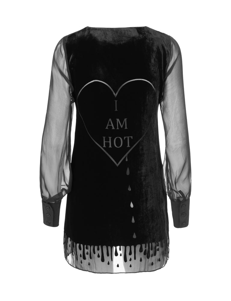 1207V Chiffon sleeve dress I am hot Black Velvet