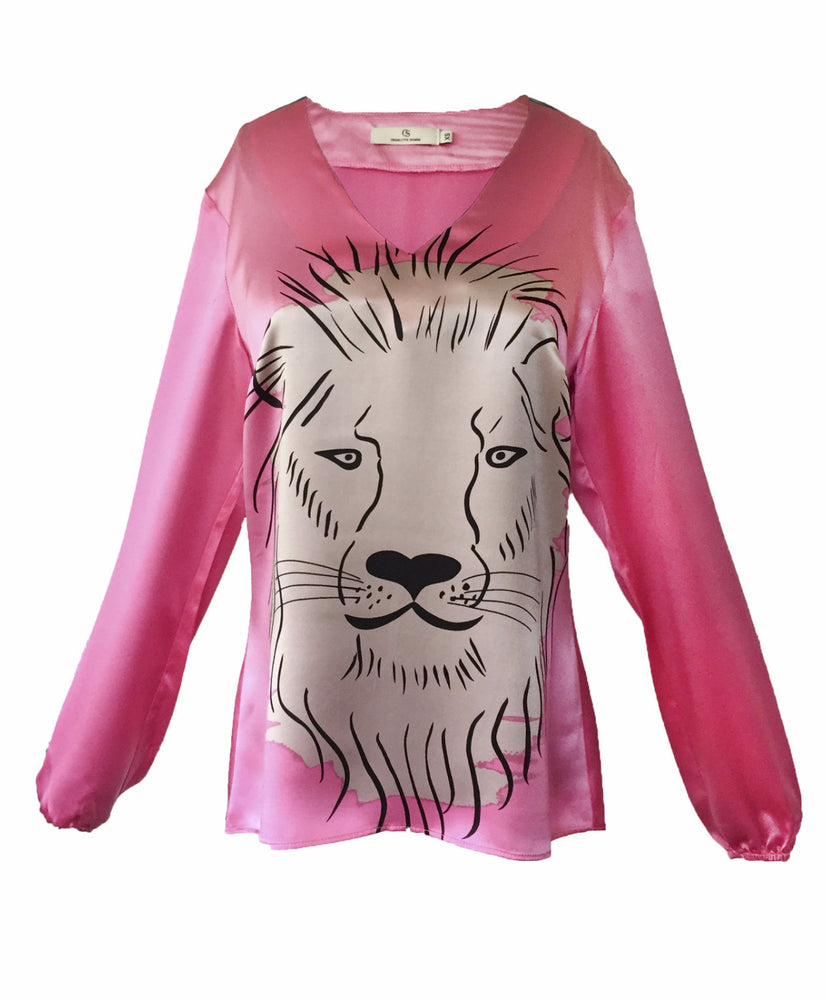 
                
                    Load image into Gallery viewer, 1301 V-neck blouse Lion Pink
                
            
