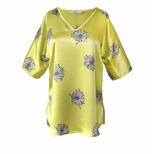 1302 V-neck short sleeve blouse Daisy Yellow