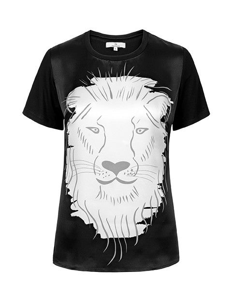 1380 Silk front T-shirt Lion Black