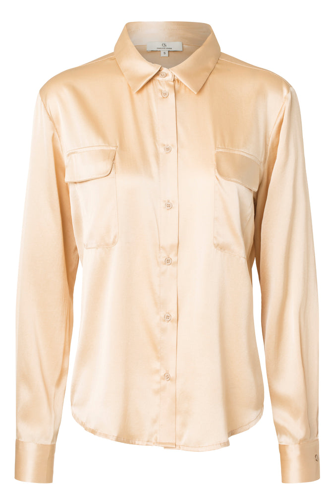 
                
                    Load image into Gallery viewer, 2428 Classic shirt Solid satin Cream
                
            